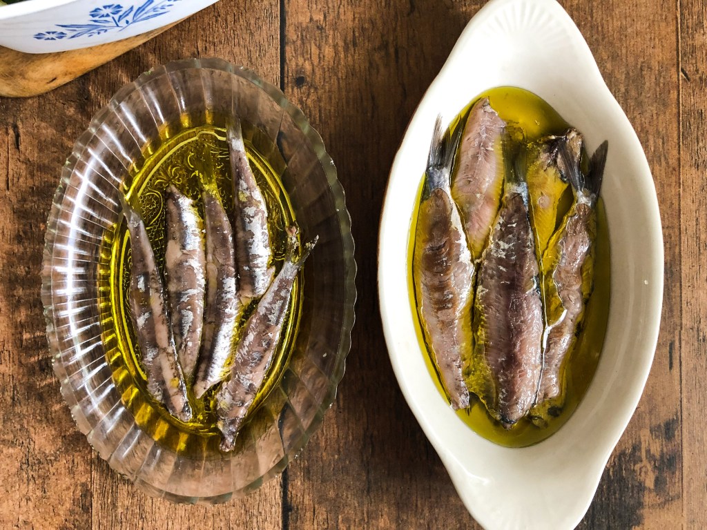 Salted sardines and anchovies